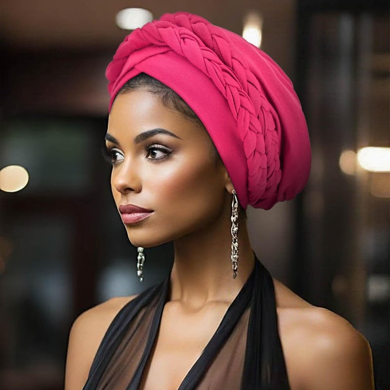 DRESHOW African Women Turban Caps Beanie Twist Headscarf Pre-Tied Double Twisted Braids Headwraps for Women Chemo Cancer Cap - Image 5